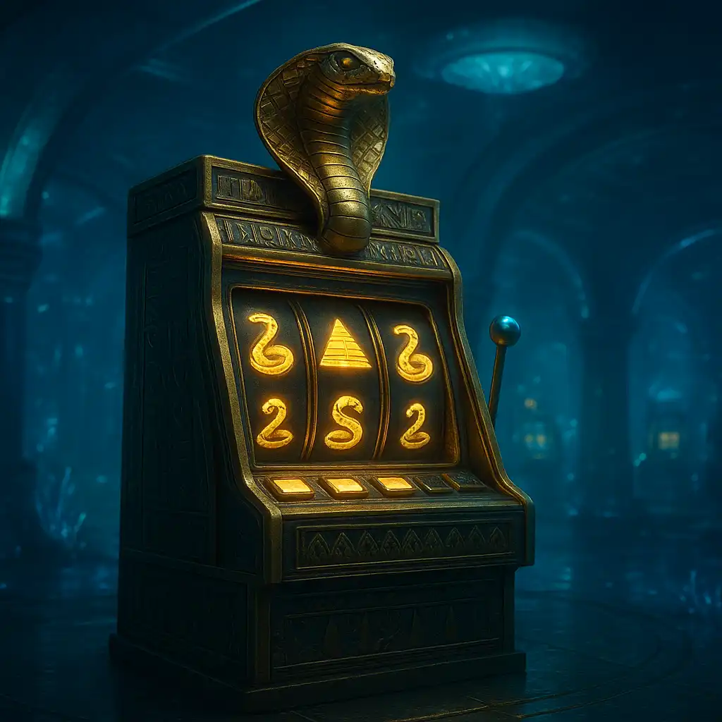 The Asp of Cleopatra slot artwork lit by bioluminescent panels
