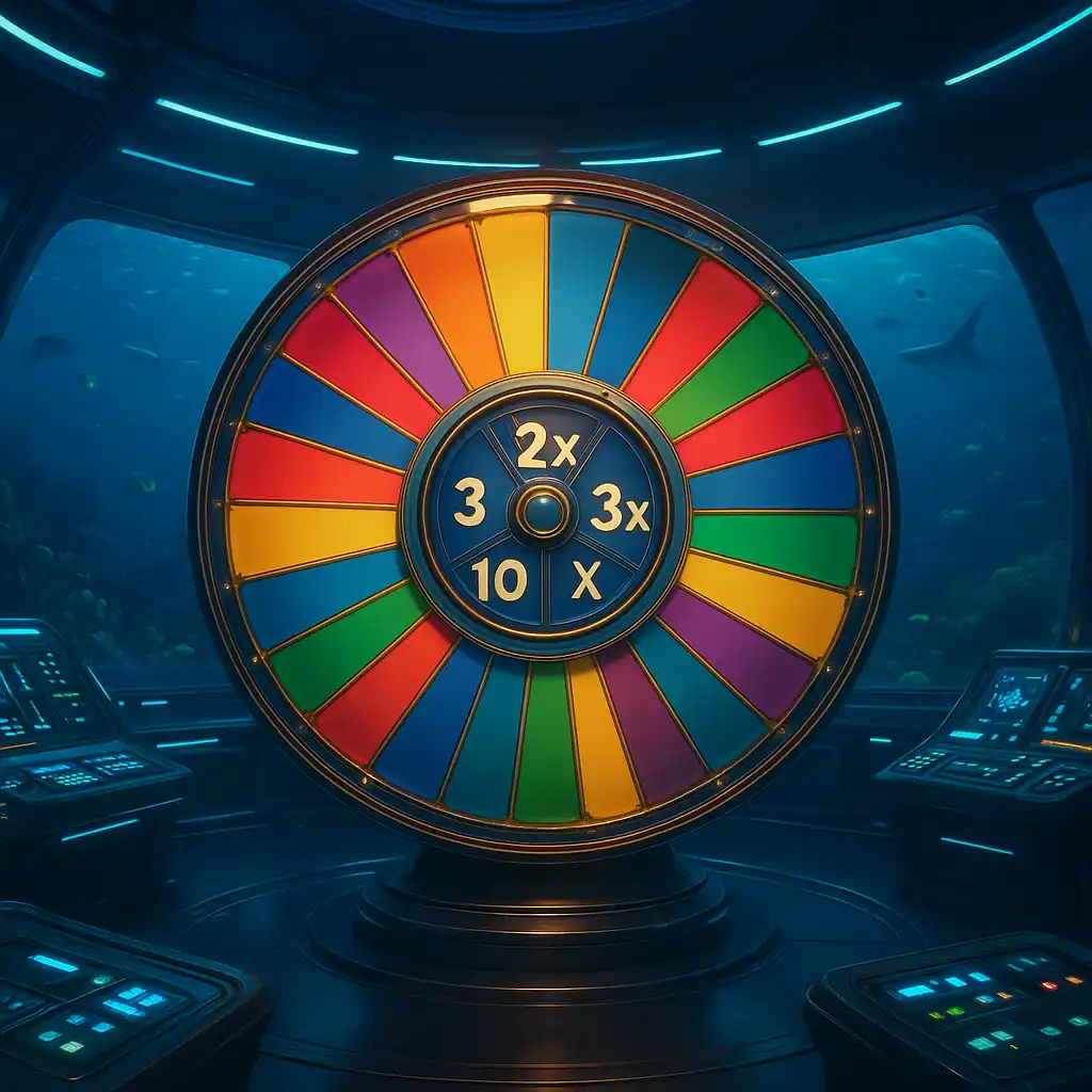 Crazy Time live game wheel broadcast from an underwater studio